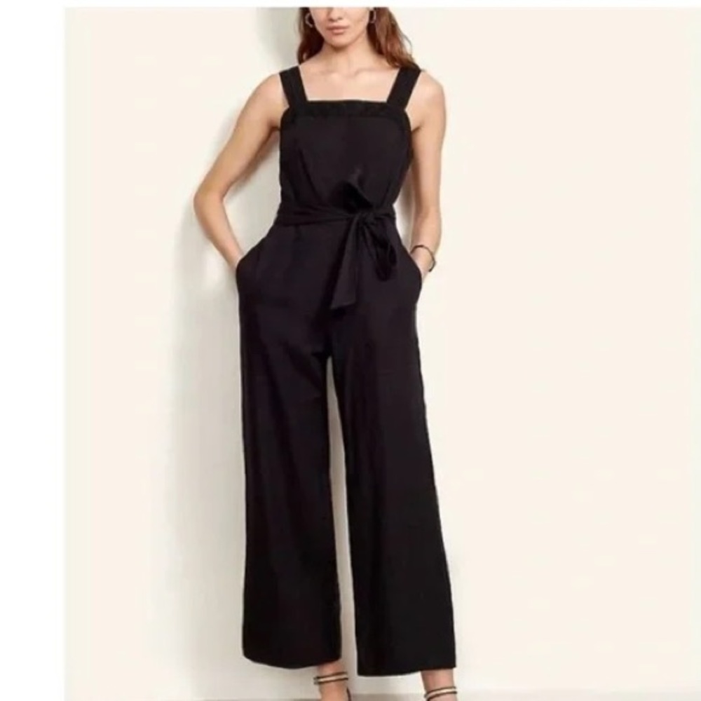 Ann Taylor Black Lace Trim Jumpsuit